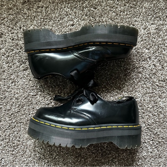 Dr Martens Black Leather Holly Oxford Tie Up Loafers Size 6 - Picture 3 of 10